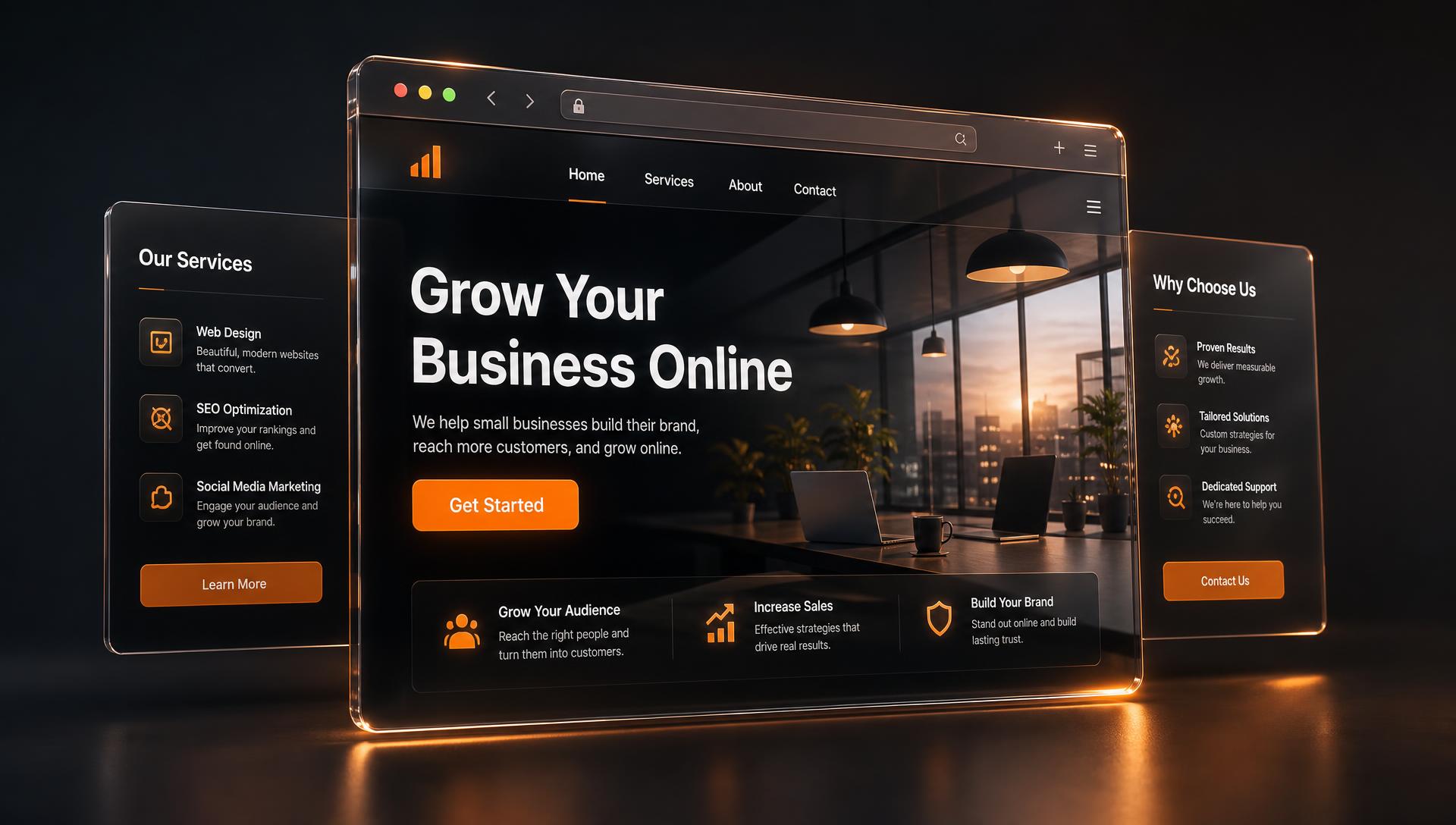 A custom small-business website designed and built by Rise from Ember, shown on a desktop screen